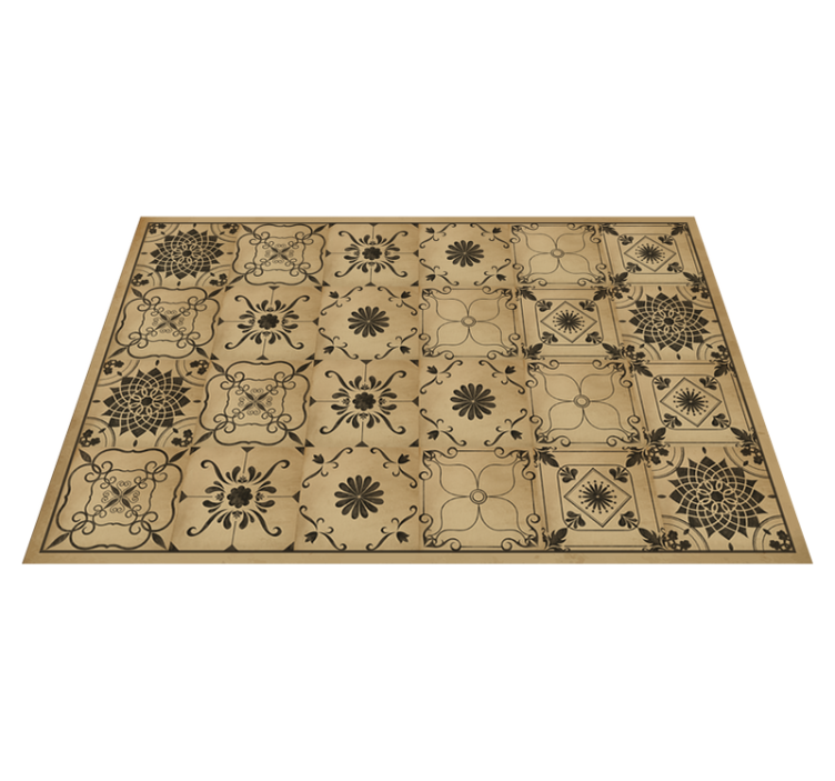 Tapis vinyle pierre motif floral classique - TenStickers
