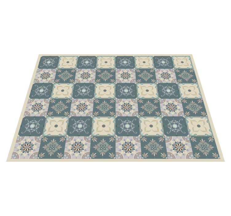 Tapis vinyle carreaux Mosaïque de style vintage bleu - TenStickers