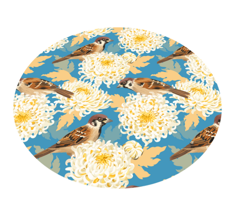 Tapis vinyle plantes motif floral moineau - TenStickers