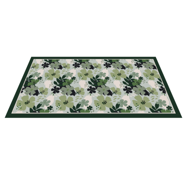 Tapis vinyle plantes motif floral vert - TenStickers