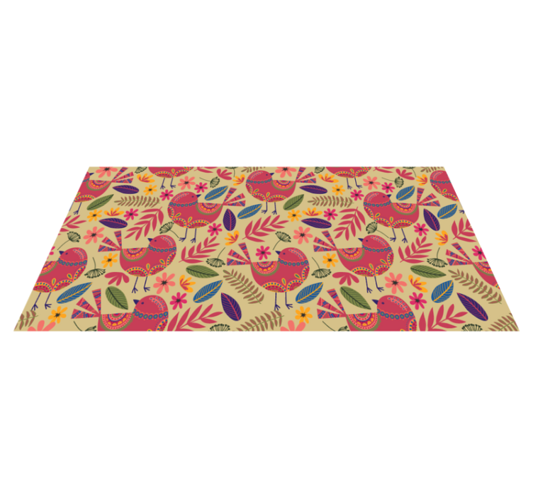 Tapis vinyle plantes motifs d'oiseaux colorés - TenStickers