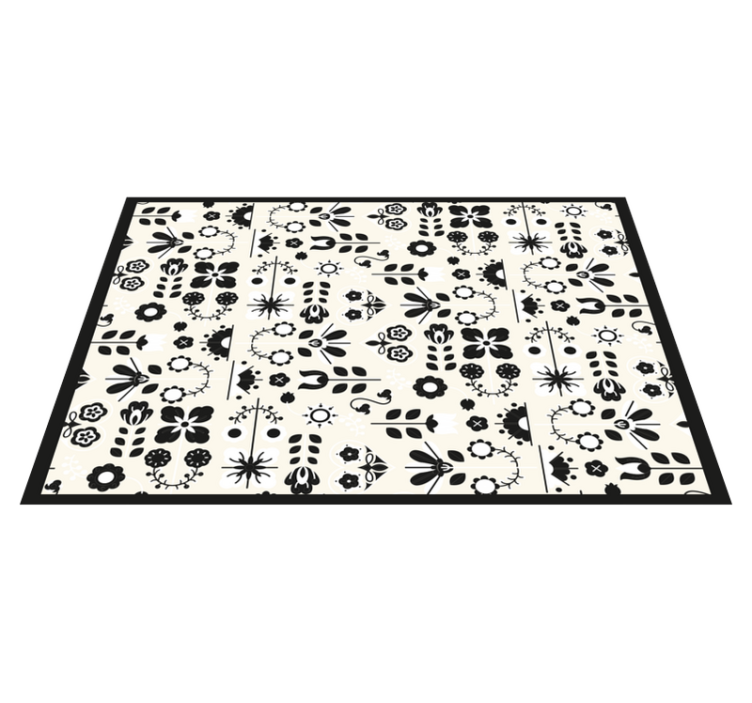 Tapis vinyle plantes motifs floraux noirs - TenStickers