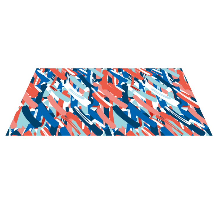 Tapis vinyle chambre Coups de pinceau bleu et blanc rouge - TenStickers