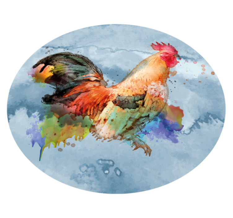 Tapis vinyle motif animal coq coloré éclaboussant - TenStickers