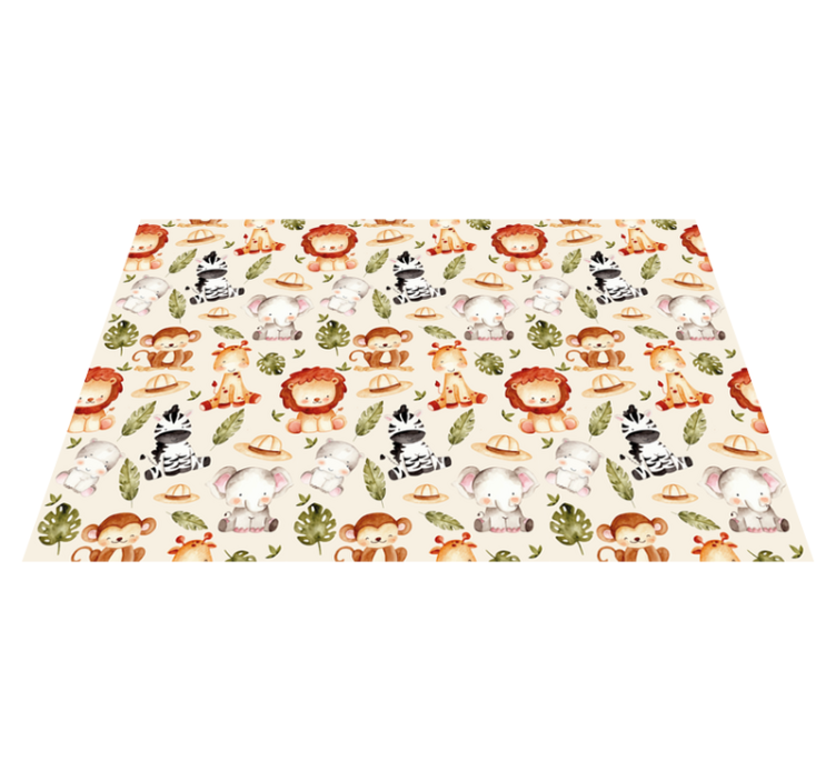 Tapis vinyle bébé animaux de safari mignons - TenStickers