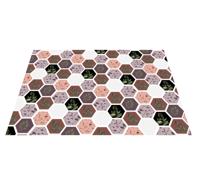 Tapis vinyle nature motif de feuille hexagonale - TenStickers