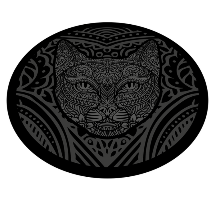 Tapis vinyle animal visage de chat noir - TenStickers