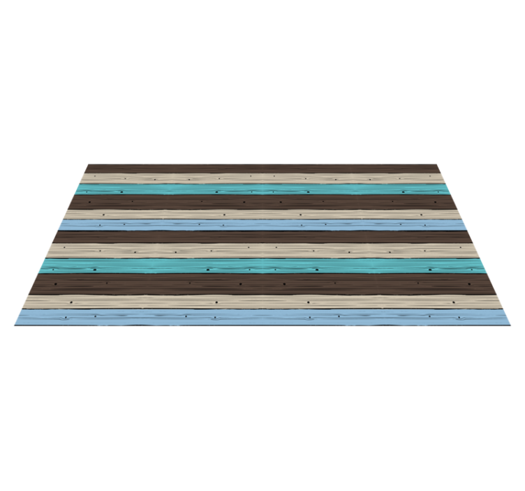 Tapis vinyle imitation parquet rayures bleues et marron - TenStickers