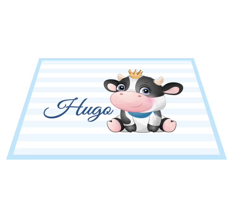 Tapis vinyle bébé vache avec prénom - TenStickers