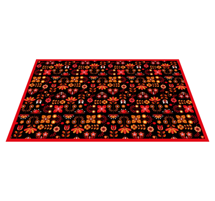 Tapis vinyle salon Ornement folklorique ethnique rouge - TenStickers