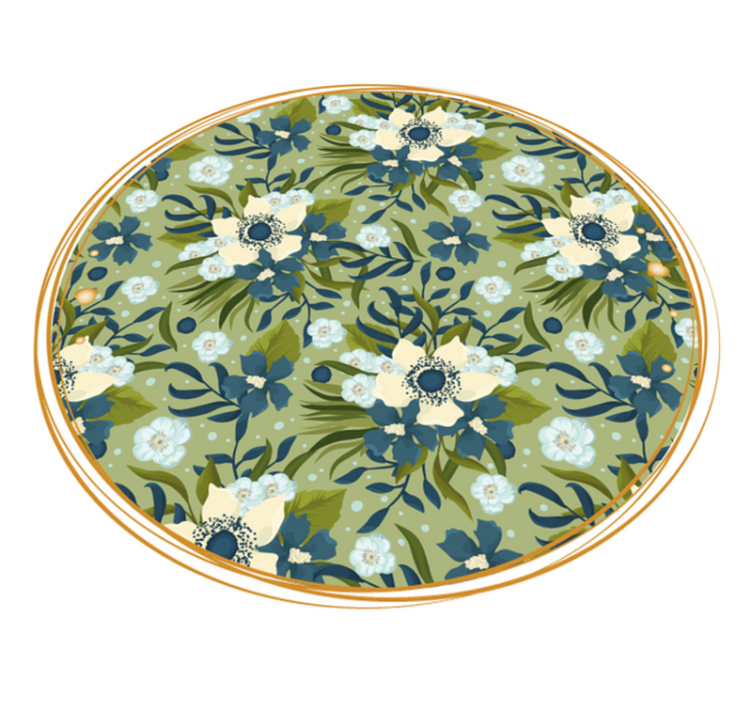 Tapis vinyle plantes motif rond et florissant - TenStickers