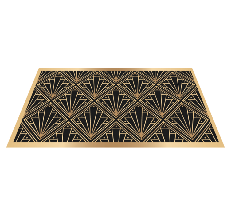 Tapis vinyle geometrique vinyle quadrillé déco doré et noir - TenStickers