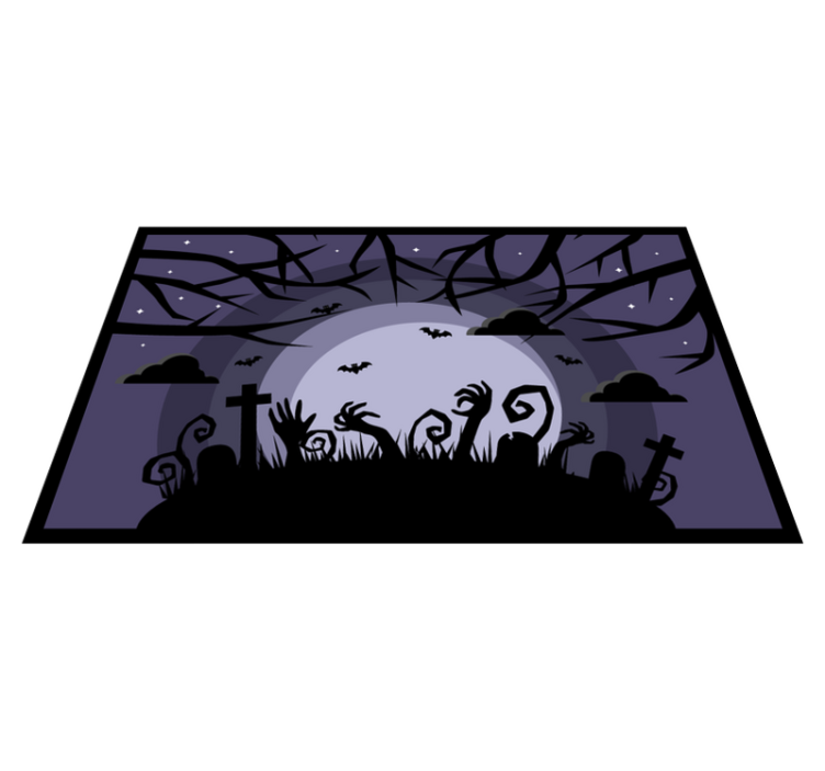 Tapis vinyle pour halloween scène de cimetière effrayante - TenStickers