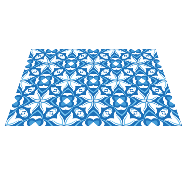 Tapis vinyle carreaux de ciment motif de fleurs d'azur - TenStickers