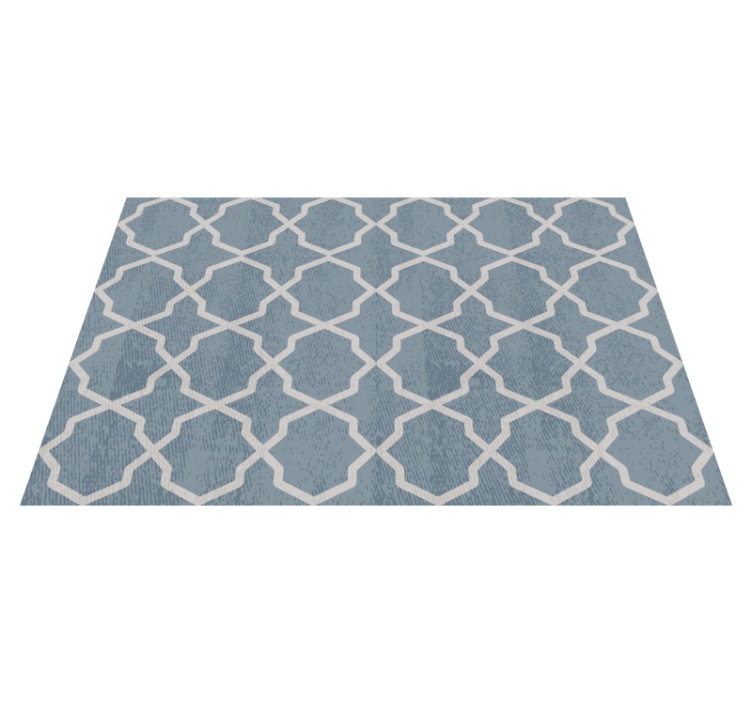 Tapis vinyle carreaux de ciment motif géométrique bleu - TenStickers