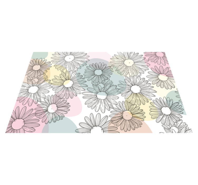 Tapis vinyle plantes motif de marguerite à l'aquarelle - TenStickers