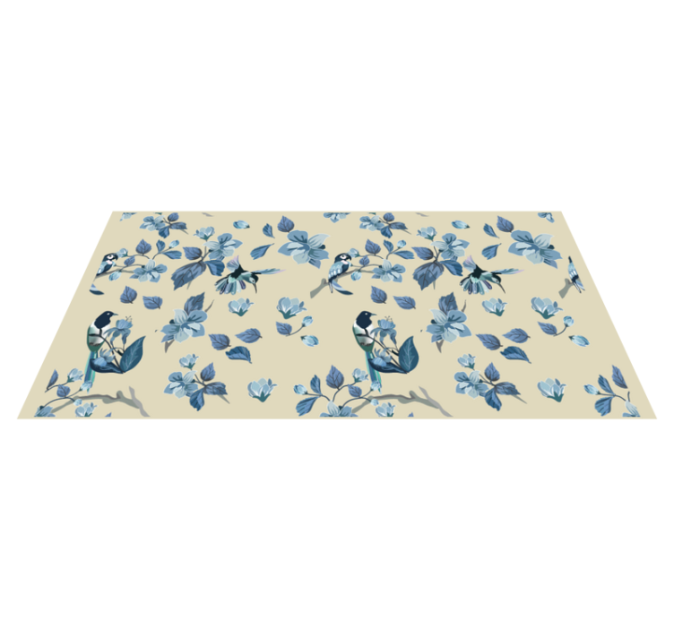 Tapis vinyle plantes accents floraux bleus - TenStickers