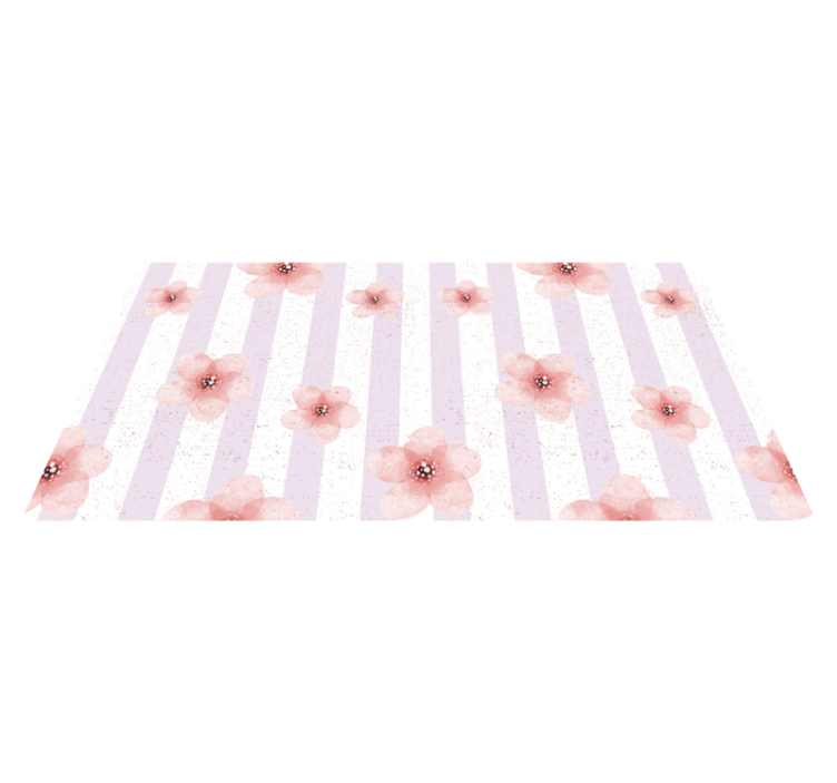 Tapis vinyle plantes rayures roses - TenStickers