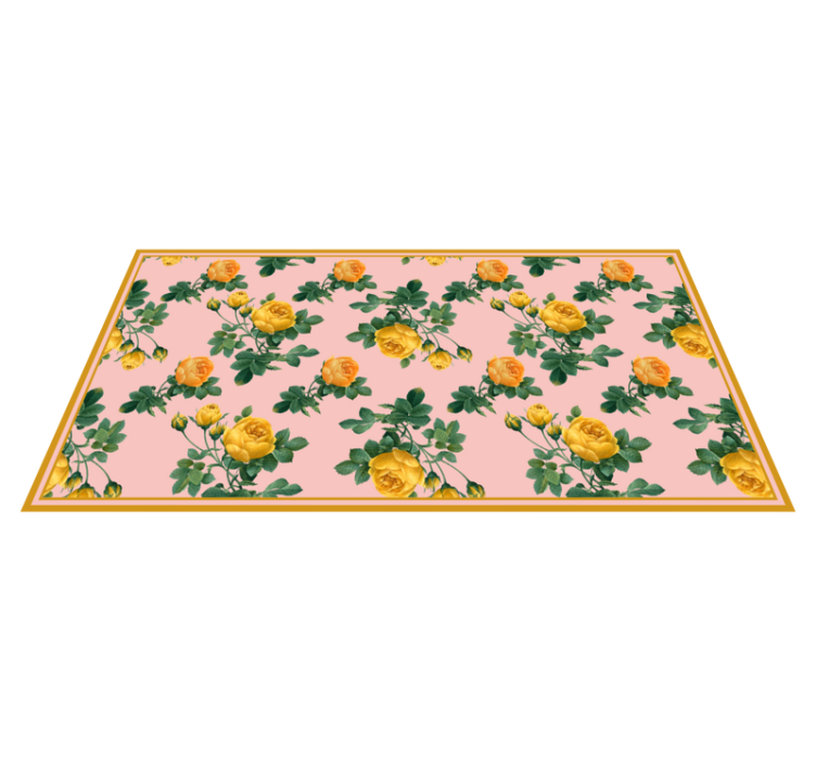 Tapis vinyle plantes rose jaune botanique - TenStickers