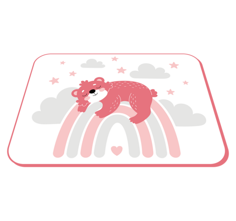 Tapis vinyle bébé ours endormi arc-en-ciel - TenStickers