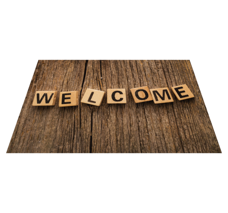 Tapis vinyle citation alphabet en bois bienvenue - TenStickers