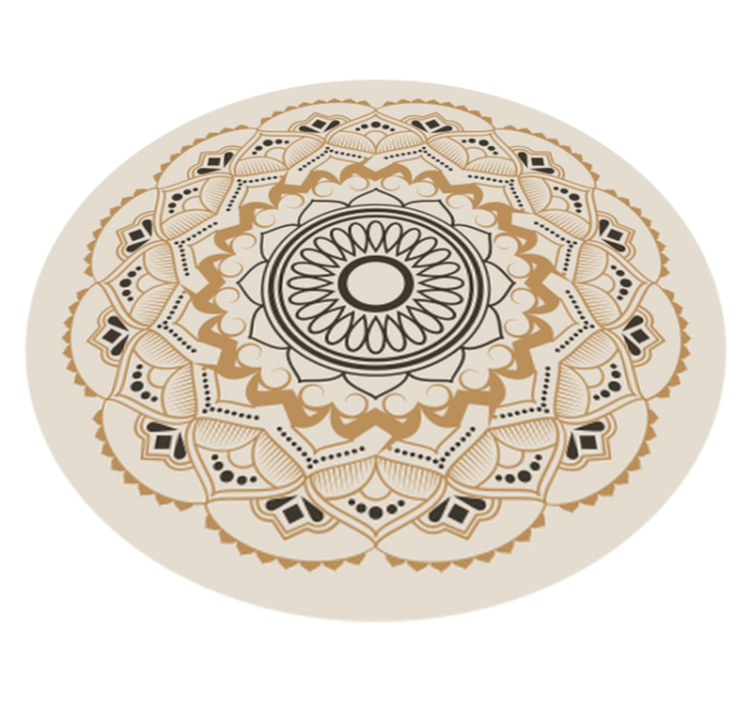 Tapis vinyle mandala motif circulaire de mandala beige - TenStickers