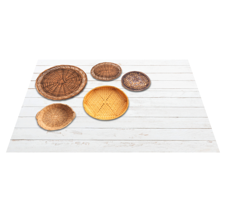 Tapis vinyle bois paniers en osier texture bois - TenStickers