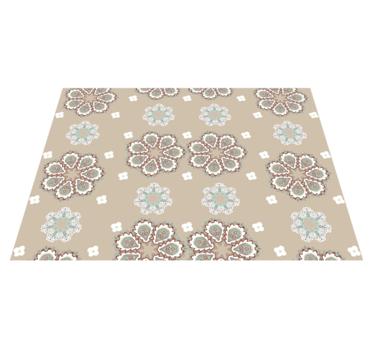 Tapis vinyle beige motif élégant floral en mosaïque - TenStickers