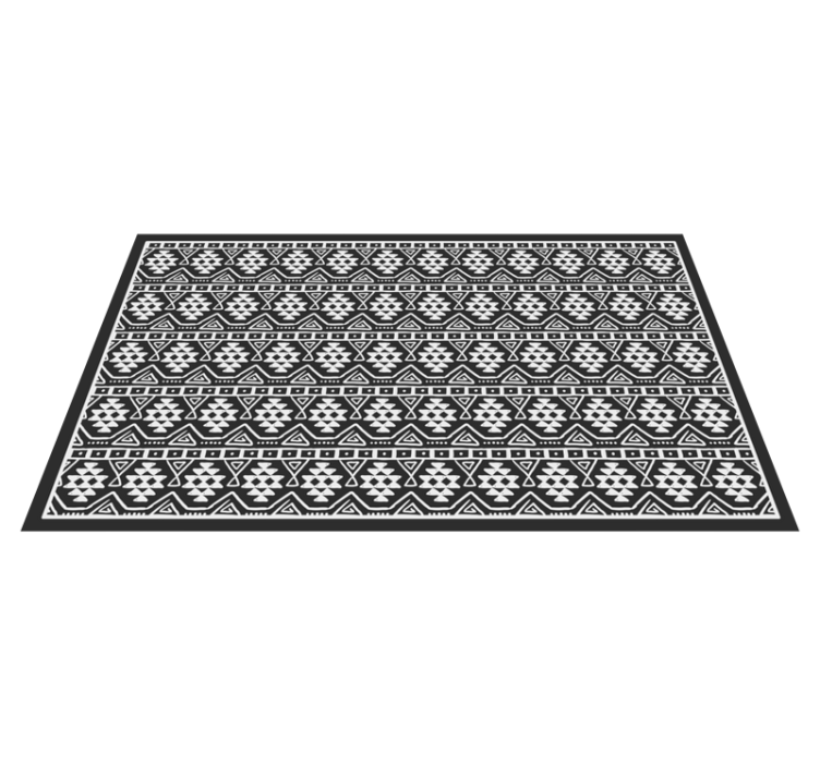 Tapis vinyle ethnique vinyle bohème noir et blanc - TenStickers