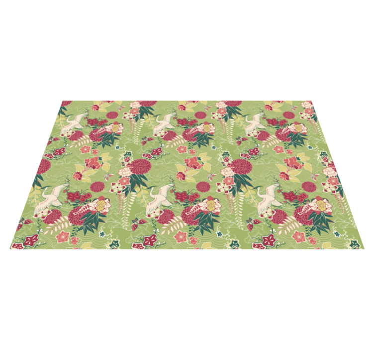 Tapis de chinoiserie de soie orientale roses - TenStickers