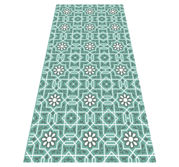 Tapis cuisine tuiles florales vertes - TenStickers