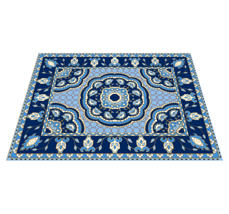 Tapis vinyle salle à manger design bleu oriental - TenStickers