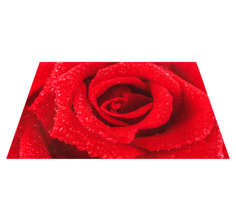 Tapis vinyle rouge fleur de rose - TenStickers