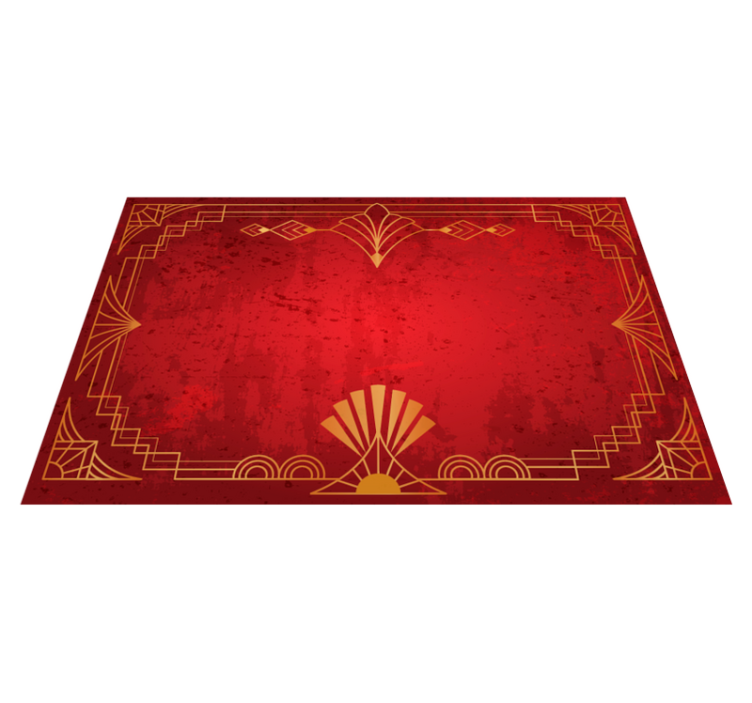 Tapis vinyle rouge bordure à motif doré - TenStickers