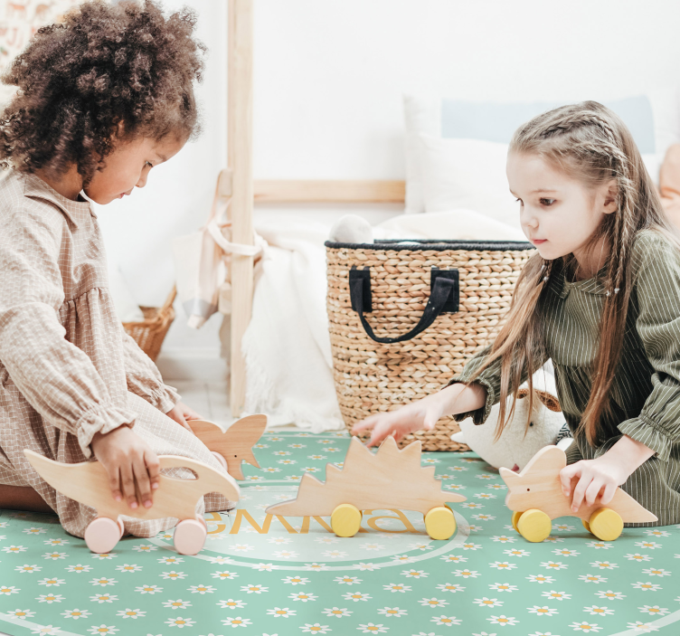 Tapis vinyle personnalisé cercle de marguerites sur mesure - TenStickers