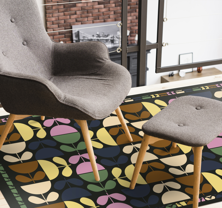 Tapis vinyle carreaux de ciment motifs de feuilles vibrants - TenStickers