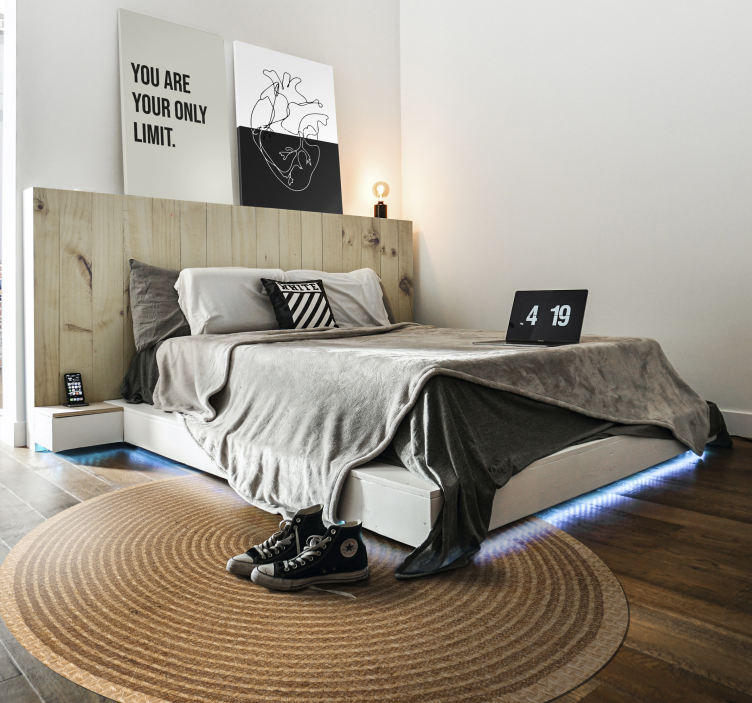 Tapis vinyle chambre tissage circulaire naturel - TenStickers