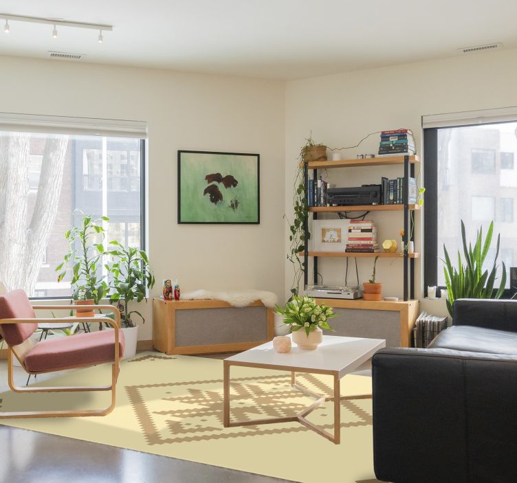 Tapis vinyle salon contraste géométrique élégant - TenStickers