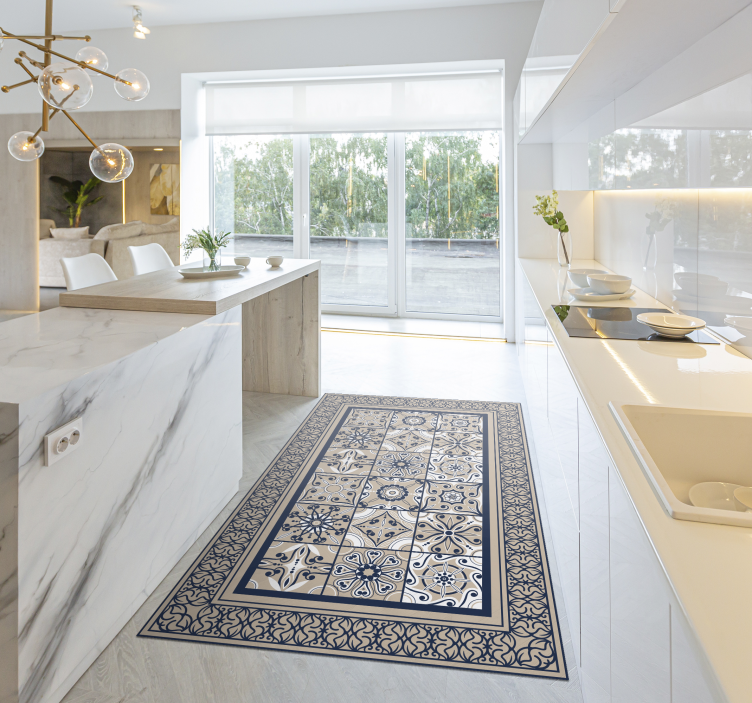 Tapis vinyle carreaux de ciment carrelage vintage marron - TenStickers