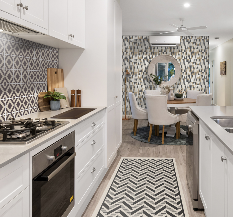 Tapis vinyle géométrique motif à chevrons classique - TenStickers