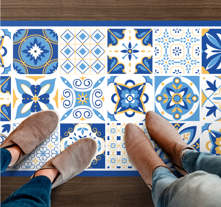 Tapis vinyle carreaux de ciment inspiration céramique - TenStickers