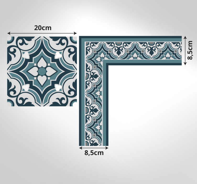 Tapis vinyle carreaux de ciment motif bleu élégant - TenStickers