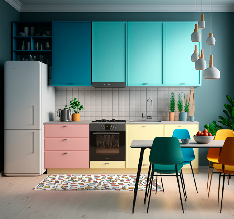 Tapis vinyle moderne Modèle d'icônes de nourriture - TenStickers