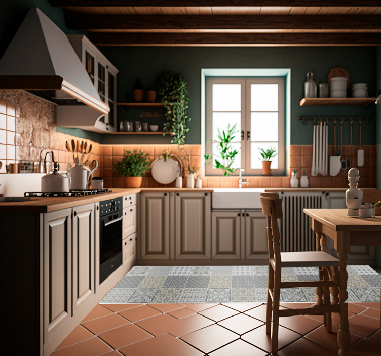 Tapis vinyle cuisine carreaux de ciment style marocain - TenStickers