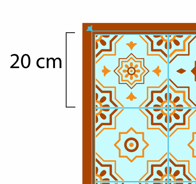 Tapis vinyle carreaux de ciment orange bleue - TenStickers