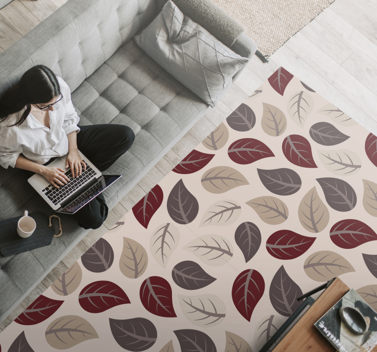 Tapis vinyle fleurs et plantes motif de feuille d'automne - TenStickers