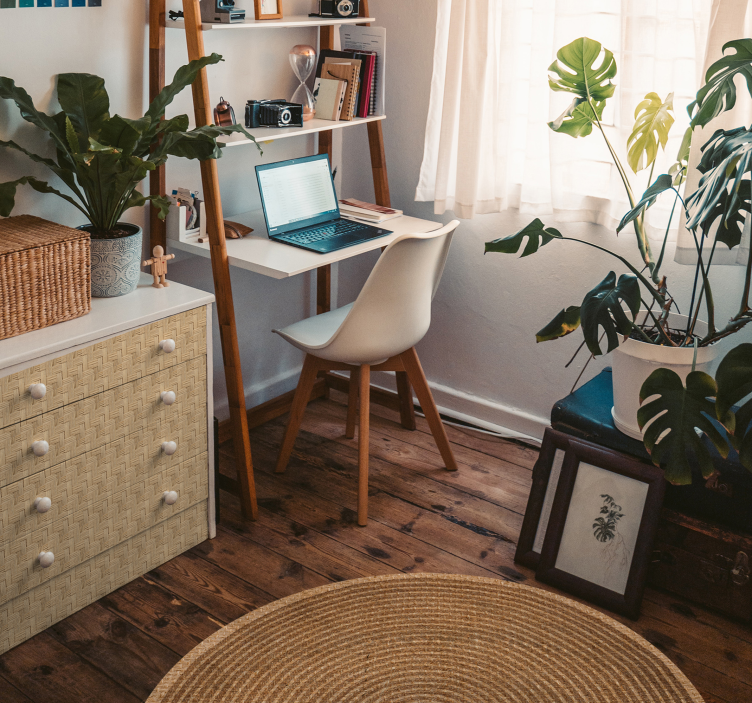 Tapis nordique texture de jute circulaire - TenStickers