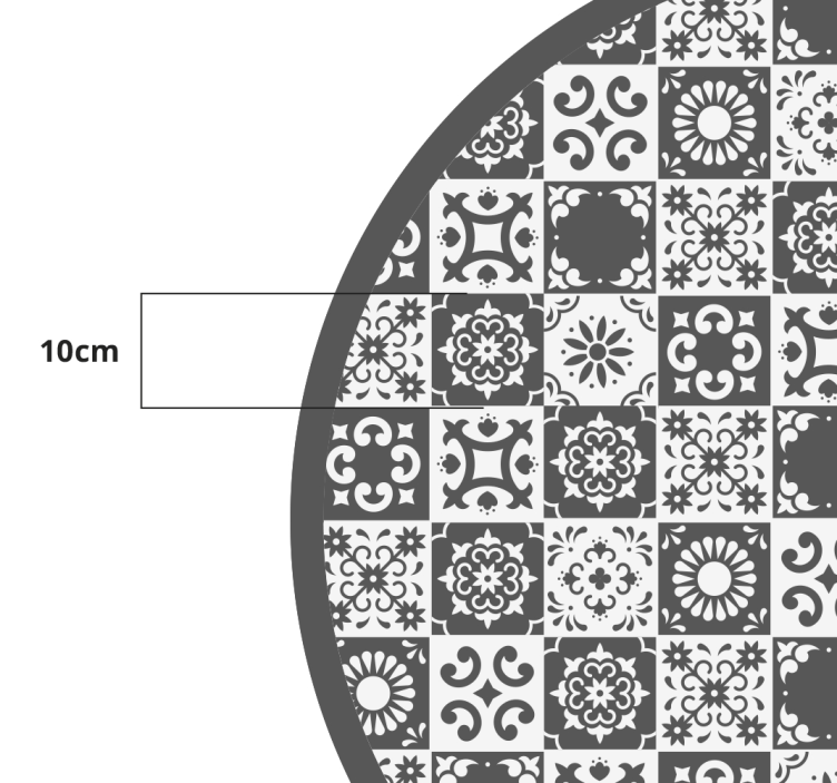 Tapis vinyle carreaux de ciment rond gris et blanc - TenStickers