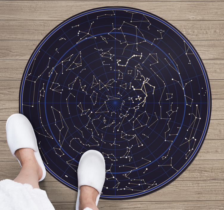 Magnifique tapis rond en vinyle costellations du zodiaque - TenStickers