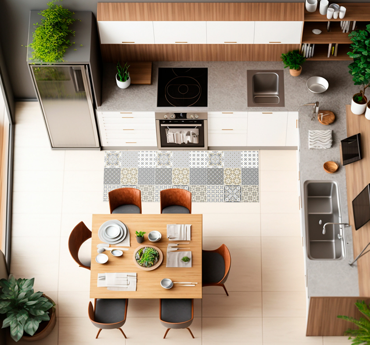 Tapis vinyle cuisine carreaux de ciment style marocain - TenStickers